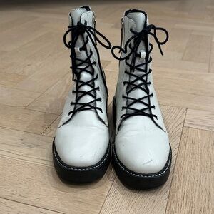 SCHUTZ White Combat Boots